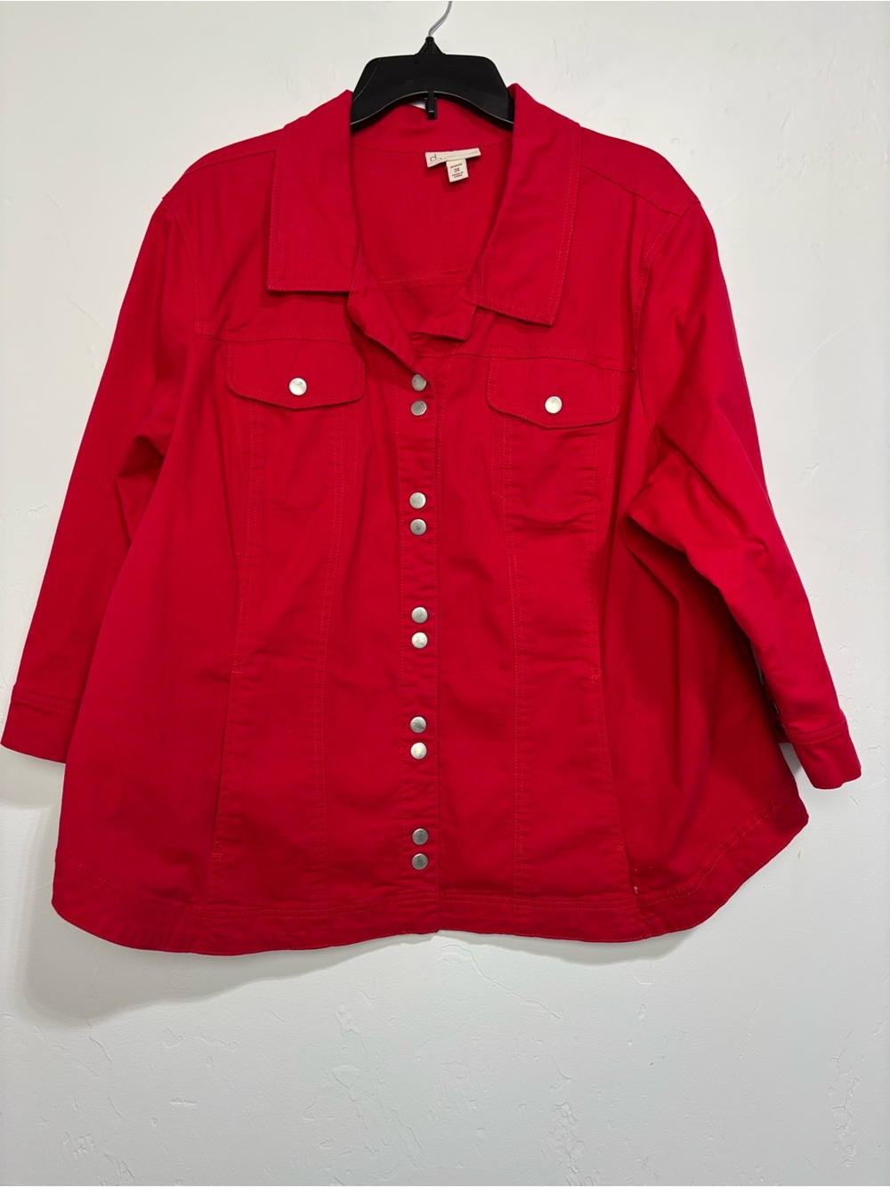 Christopher & Banks Red Snap Front Jacket Women's 3X Plus FLAW Cotton Blend